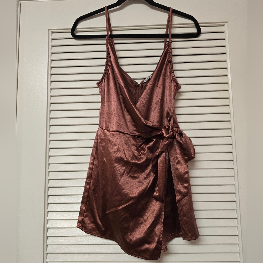 Charlotte Russe - Satin Side Bow Wrap Sleeveless Romper